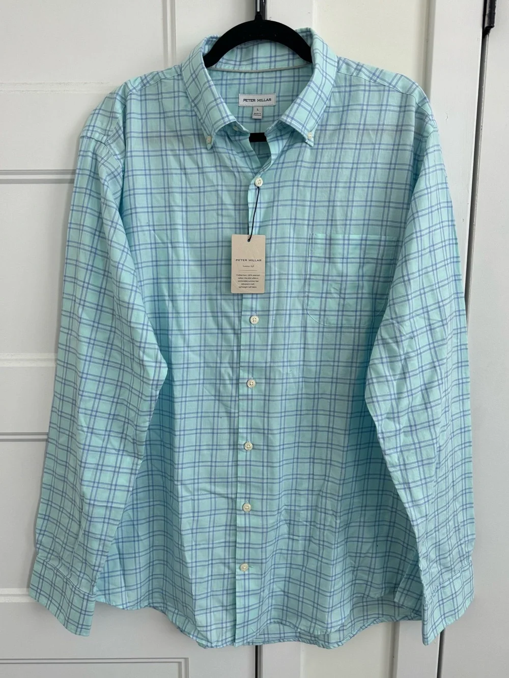 Peter Millar Heron Cotton Sport LS Twill Classic Button Down Shirt in Alo NWT